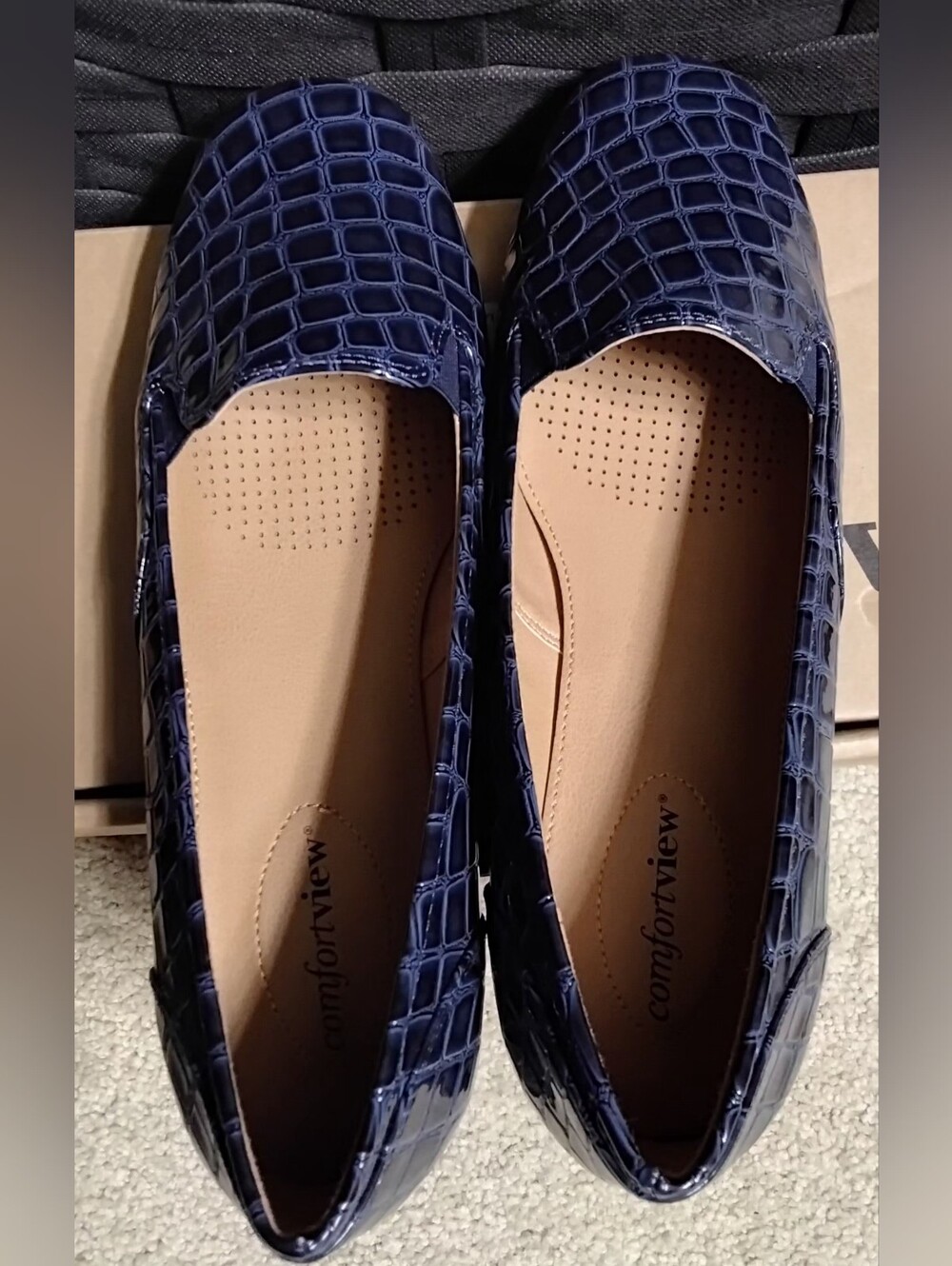 Comfortview Leisa Croc-Embossed Slip-On Flat Loafers, Navy, Size 9 - Picture 4 of 6